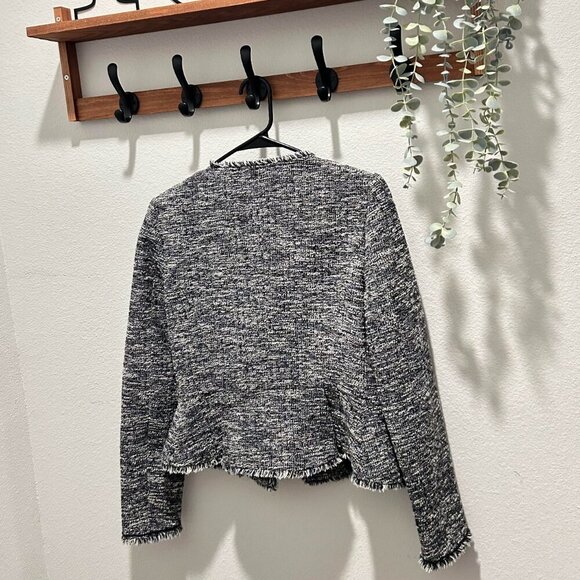 Ann Taylor Long Sleeve Fringe Tweed Peplum Jacket - Picture 3 of 7